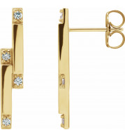 14K Yellow 1/10 CTW Diamond Bar Earrings - 87051601P