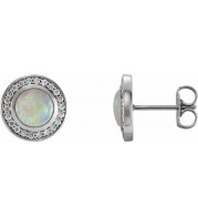 14K White 6 mm Opal & 1/5 CTW Diamond Halo-Style Earrings - 86481609P
