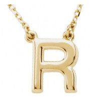 14K Yellow Block Initial R 16 Necklace - 84634316217P
