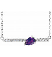 14K White Amethyst & 1/10 CTW Diamond 18 Necklace - 86812690P