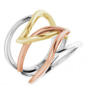 14K Tri-Color Criss-Cross Ring - 65240760000P