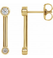 14K Yellow 1/5 CTW Diamond Bezel-Set Bar Earrings - 87007601P