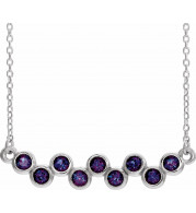 14K White Alexandrite Bezel-Set Bar 16-18 Necklace - 8652560020P