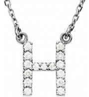 14K White Initial H 1/8 CTW Diamond 16 Necklace - 67311107P