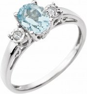 14K White Swiss Blue Topaz & .04 CTW Diamond Ring - 651544102P