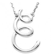14K White Script Initial E 16 Necklace - 84635208P