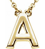 14K Yellow Block Initial A 16 Necklace - 84634100P