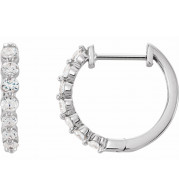 14K White 1/2 CTW Diamond 15.25 mm Hoop Earrings - 65214960005P
