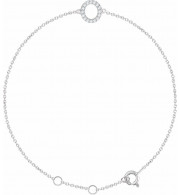 14K White .06 CTW Diamond Initial O 6-7 Bracelet - 65268960015P