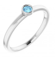14K White 3 mm Round Aquamarine Ring - 718066191P