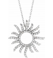 14K White 3/8 CTW Diamond Beaming Sun 16 Necklace - 6712084400P