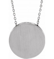 14K White 17 mm Scroll Disc 16-18 Necklace - 86634605P