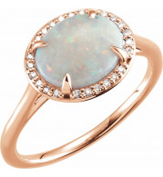 14K Rose Opal & .06 CTW Diamond Ring - 71633106P