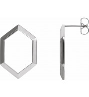 14K White Geometric Drop Earrings - 87020600P