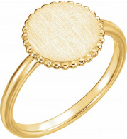 14K Yellow Engravable Beaded Ring - 51686102P
