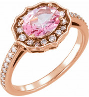 14K Rose Baby Pink Topaz & 1/3 CTW Diamond Ring - 71873602P