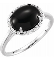 14K White Onyx & .06 CTW Diamond Ring - 7163370000P