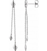 14K White Chain Earrings - 65233960000P