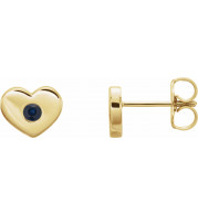 14K Yellow Blue Sapphire Heart Earrings - 86336655P