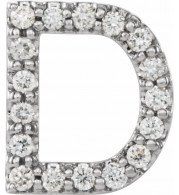 14K White .06 CTW Diamond Single Initial D Earring - 867976015P