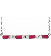 14K White Ruby & 1/5 CTW Diamond Bar 16-18 Necklace - 86790645P