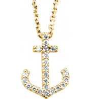 14K Yellow .08 CTW Diamond Anchor 16 Necklace - 66413100002P