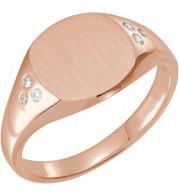 14K Rose .05 CTW Diamond 10.87x10.26 mm Oval Signet Ring - 123030607P