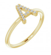 14K Yellow .07 CTW Diamond Initial A Ring - 1238346001P