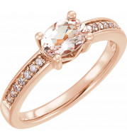 14K Rose Morganite & 1/10 CTW Diamond Ring - 65202060000P