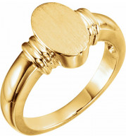 14K Yellow 11.1x7.1 mm Oval Signet Ring - 50492295620P