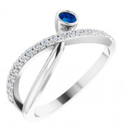 14K White Blue Sapphire & 1/5 CTW Diamond Ring - 72072613P