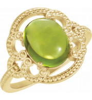 14K Yellow Peridot Granulated Design Ring - 71565108P