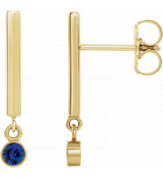 14K Yellow Blue Sapphire Bar Earrings - 869066025P