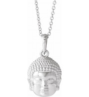 14K White 14.7x10.5 mm Meditation Buddha 16-18 Necklace - 86871600P