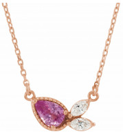 14K Rose Pink Sapphire & 1/6 CTW Diamond 16 Necklace - 86854622P