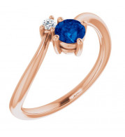 14K Rose Blue Sapphire & .025 CTW Diamond Ring - 7203460002P