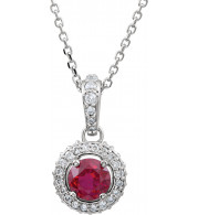 14K White Ruby & 1/5 CTW Diamond 18 Necklace - 6860170001P