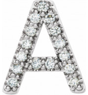 14K White .06 CTW Diamond Single Initial A Earring - 867976000P
