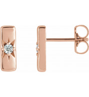 14K Rose White Sapphire Starburst Bar Earrings - 87144613P