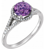 14K White Amethyst & 1/5 CTW Diamond Ring - 65130070002P