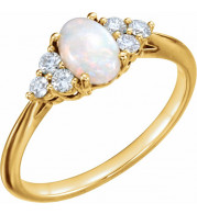 14K Yellow Opal & 1/5 CTW Diamond Ring - 71812601P