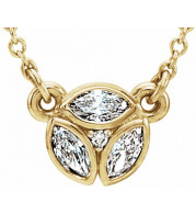 14K Yellow 3-Stone Marquise Diamond 16-18 Necklace - 86444601P