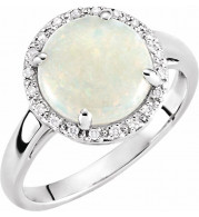 14K White Opal & .07 CTW Diamond Ring - 651451100P