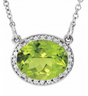 14K White Peridot &.05 CTW Diamond 16.5 Necklace - 8590370018P