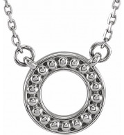14K White Beaded Circle 16-18 Necklace - 865686000P