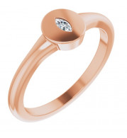 14K Rose .05 CT Diamond Signet Ring - 124356109P
