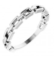 14K White Chain Link Ring - 52078102P