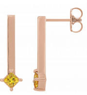 14K Rose Yellow Sapphire Bar Drop Earrings - 87023608P