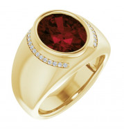 14K Yellow Mozambique Garnet & 1/8 CTW Diamond Ring - 98092622P