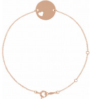 14K Rose Pierced Heart Disc 7-8 Bracelet - BRC7701002P